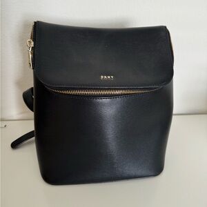 DKNY Black Leather Backpack